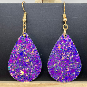 Indigo Shifting Glitter with Blue Shimmer Earrings - Small
