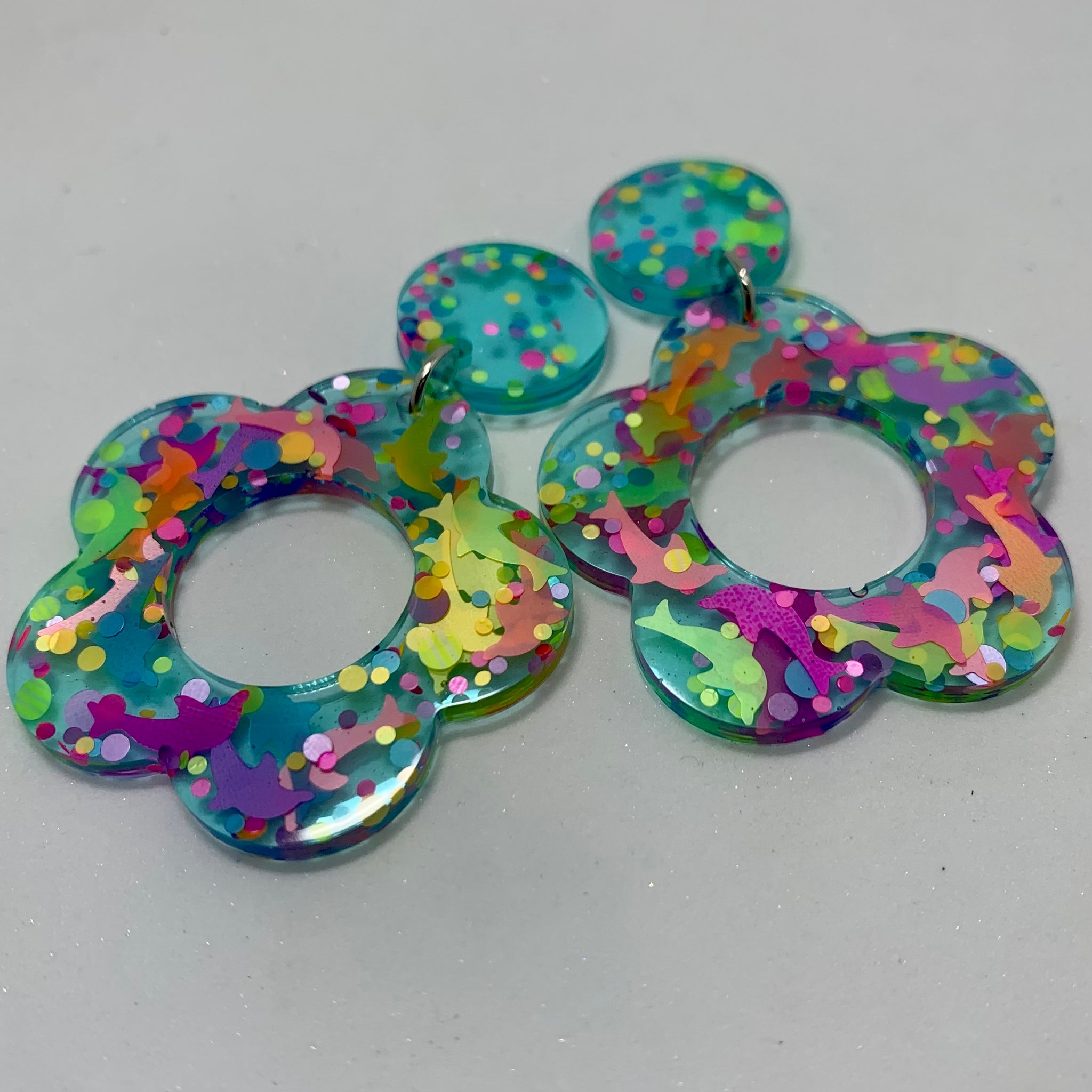 Neon Dots and Dolphins Open Flowers