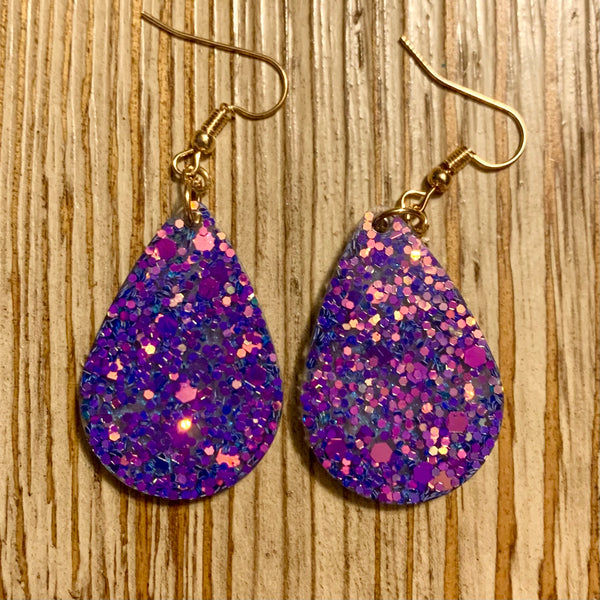 Indigo Shifting Glitter with Blue Shimmer Earrings - Small