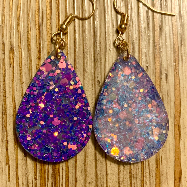Indigo Shifting Glitter with Blue Shimmer Earrings - Small